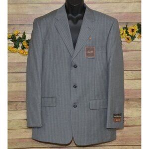 NWT Tasso Elba Blazer Mens 42L Gray Pinstripe Super 110s Wool Suit Jacket Career